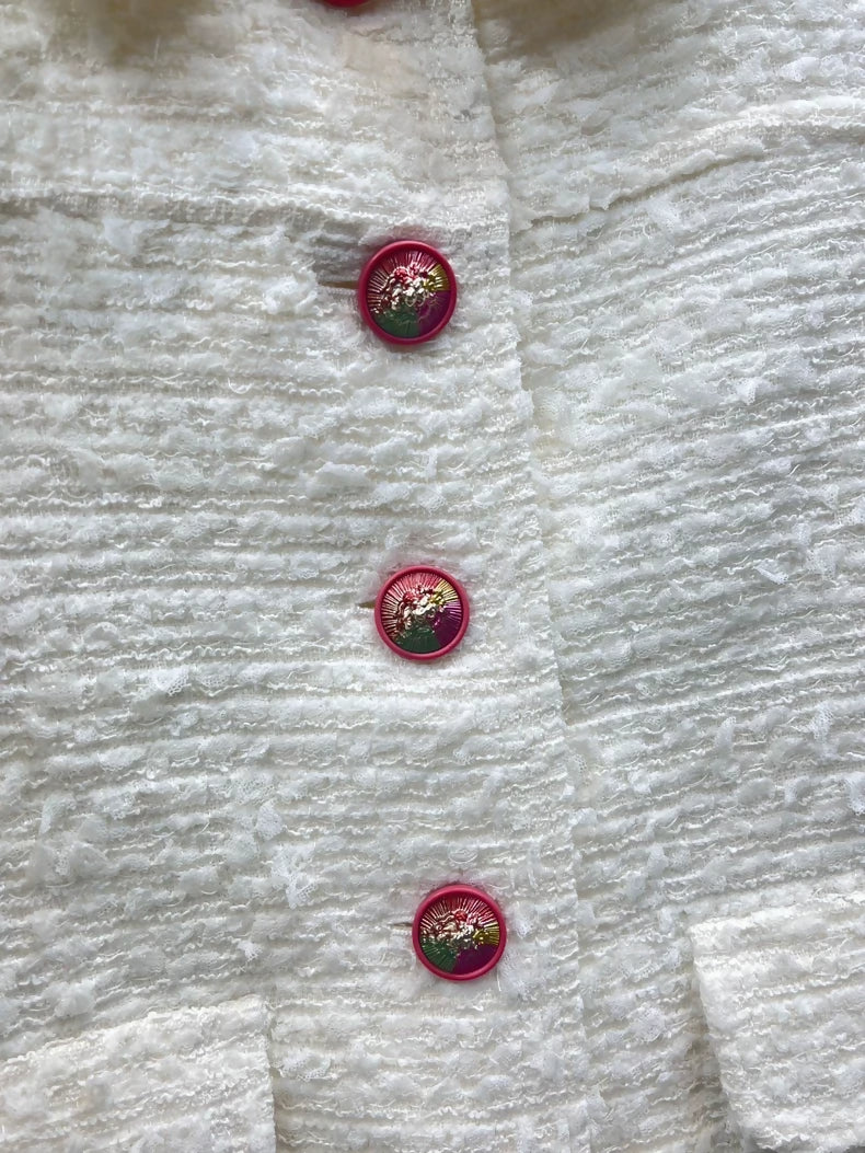 Chanel 17p white tweed jacket