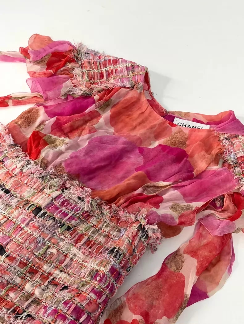 Chanel 10C pink Colorful Silk Dress