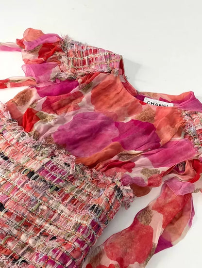 Chanel 10C pink Colorful Silk Dress
