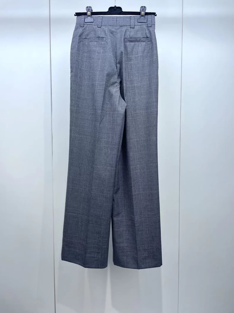 Miu Miu plaid wool slim straight leg pants