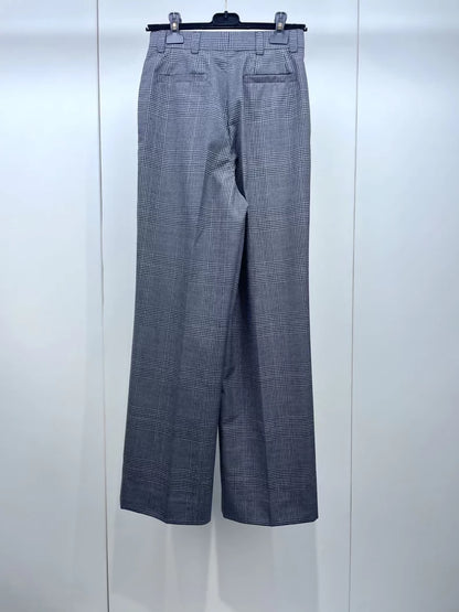 Miu Miu plaid wool slim straight leg pants