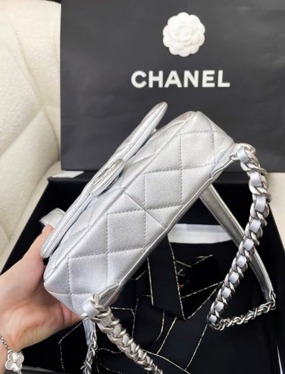 Chanel 24C early spring vacation popular silver backpack