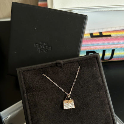 Hermes New Kelly Rose Gold Diamond Necklace