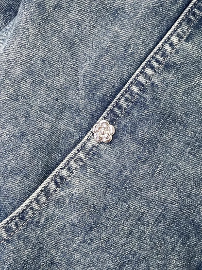 Chanel 25B blue denim jumpsuit