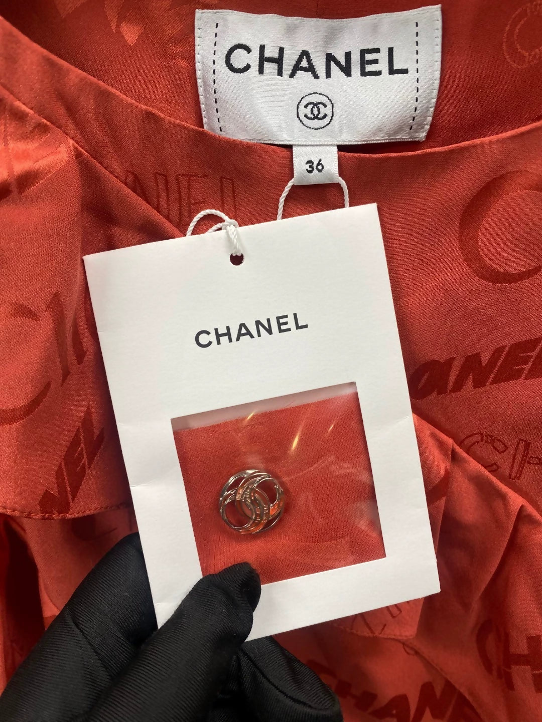 Chanel 22P rose red silk wavy dress