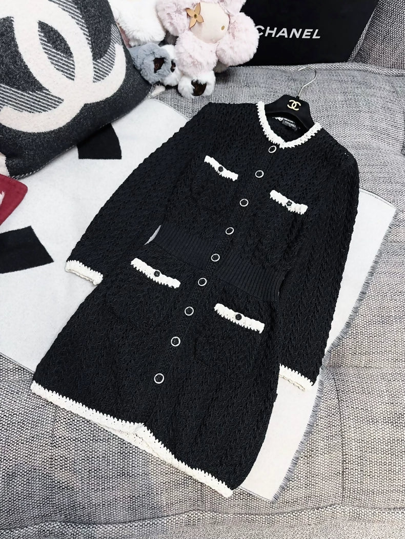 Chanel 22C Black and White Dress