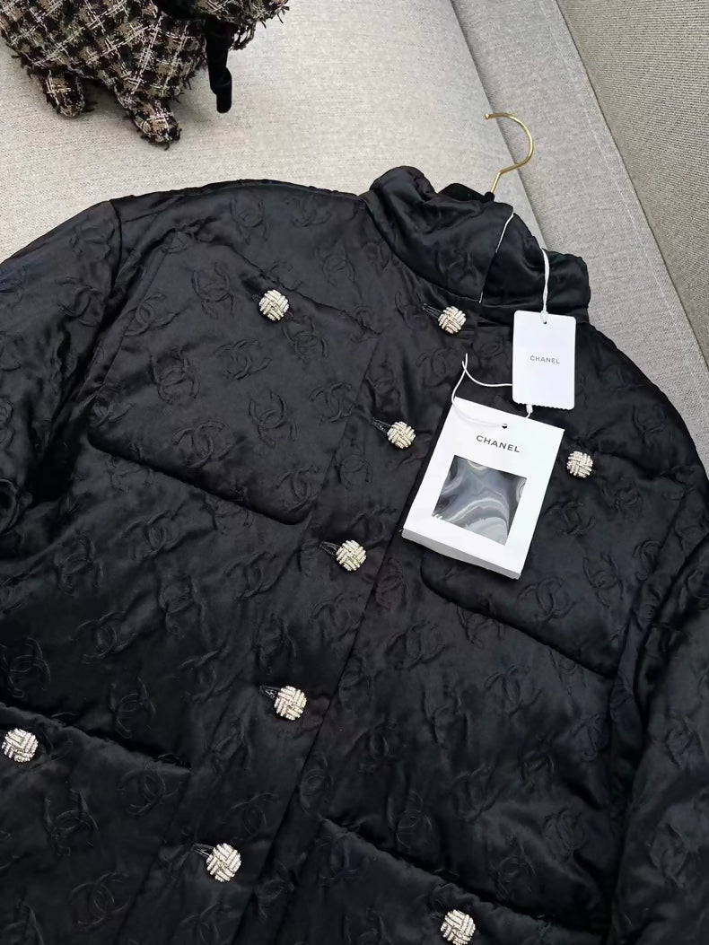 Chanel 25A black embossed patterned cotton jacket