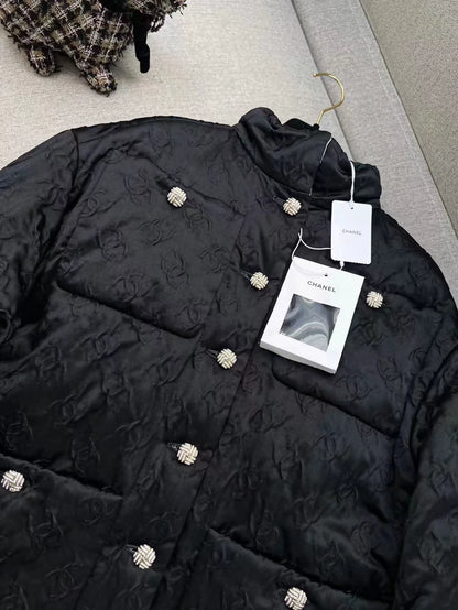 Chanel 25A black embossed patterned cotton jacket