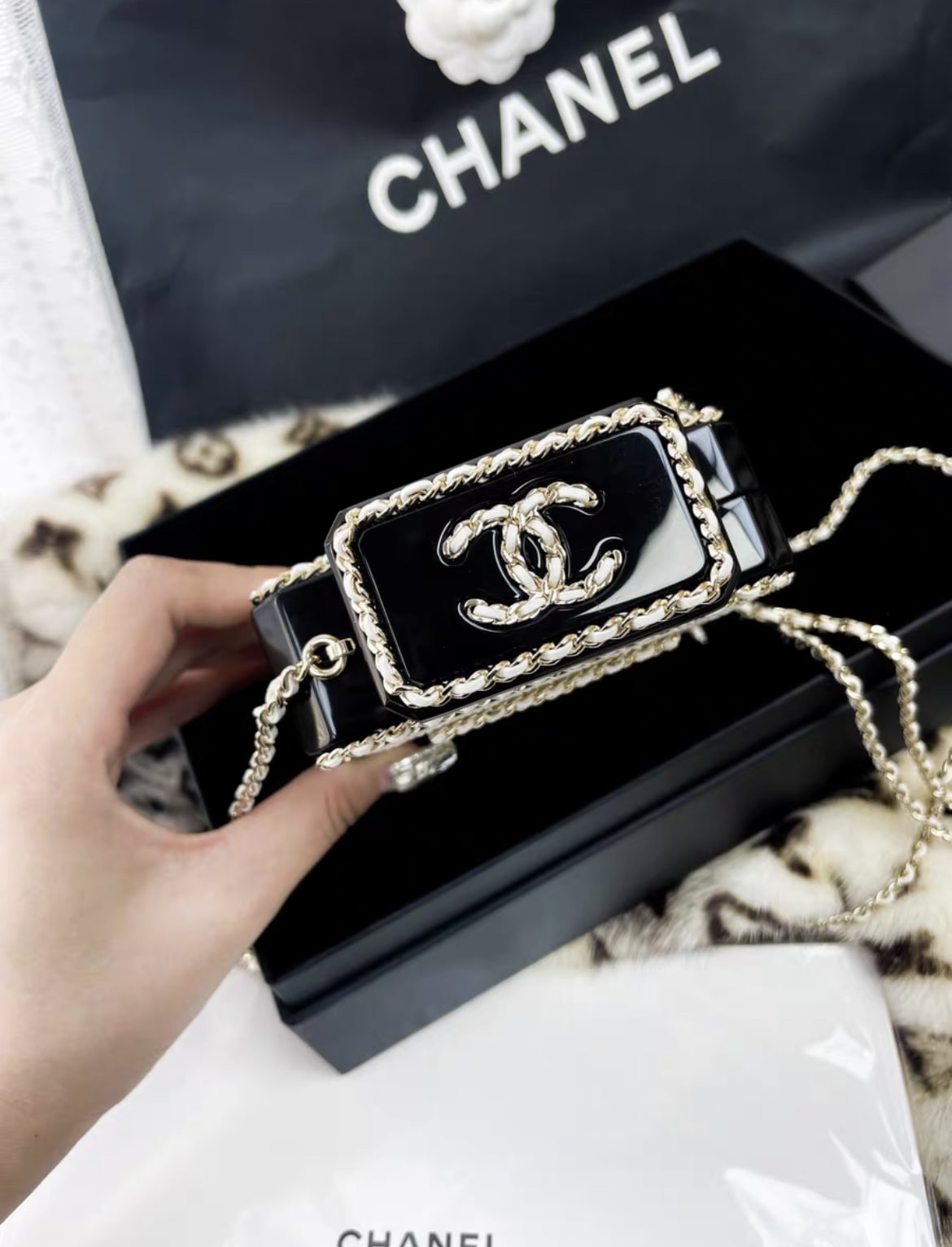 Chanel 22S  limited edition perfume bottle evening bag