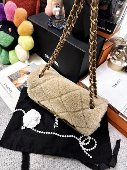 Chanel 24k brown caramel quilted lambskin and lambskin CF chain crossbody bag