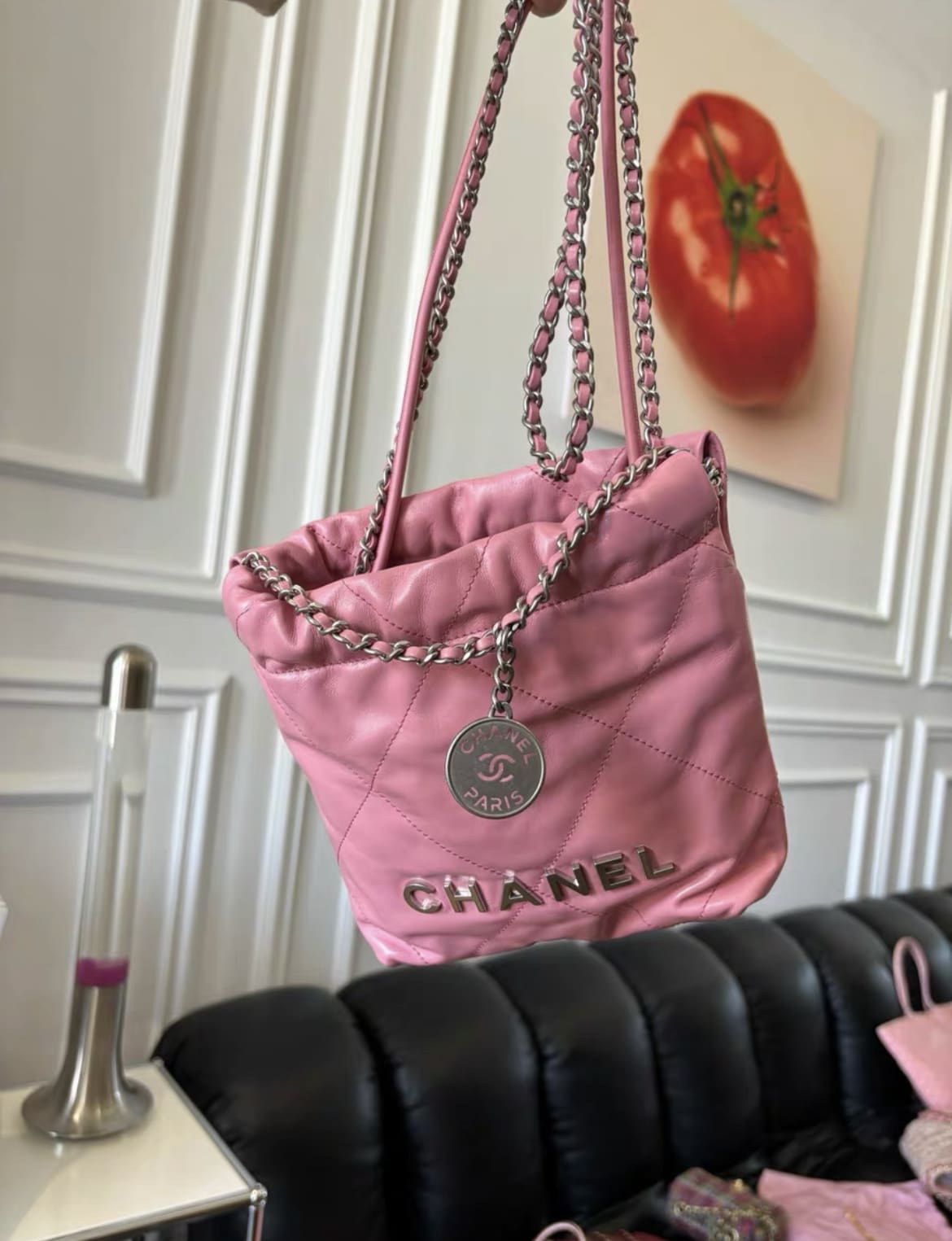 Chanel Mini 22 Bag Pink Calfskin Silver Hardware – Wararni.com