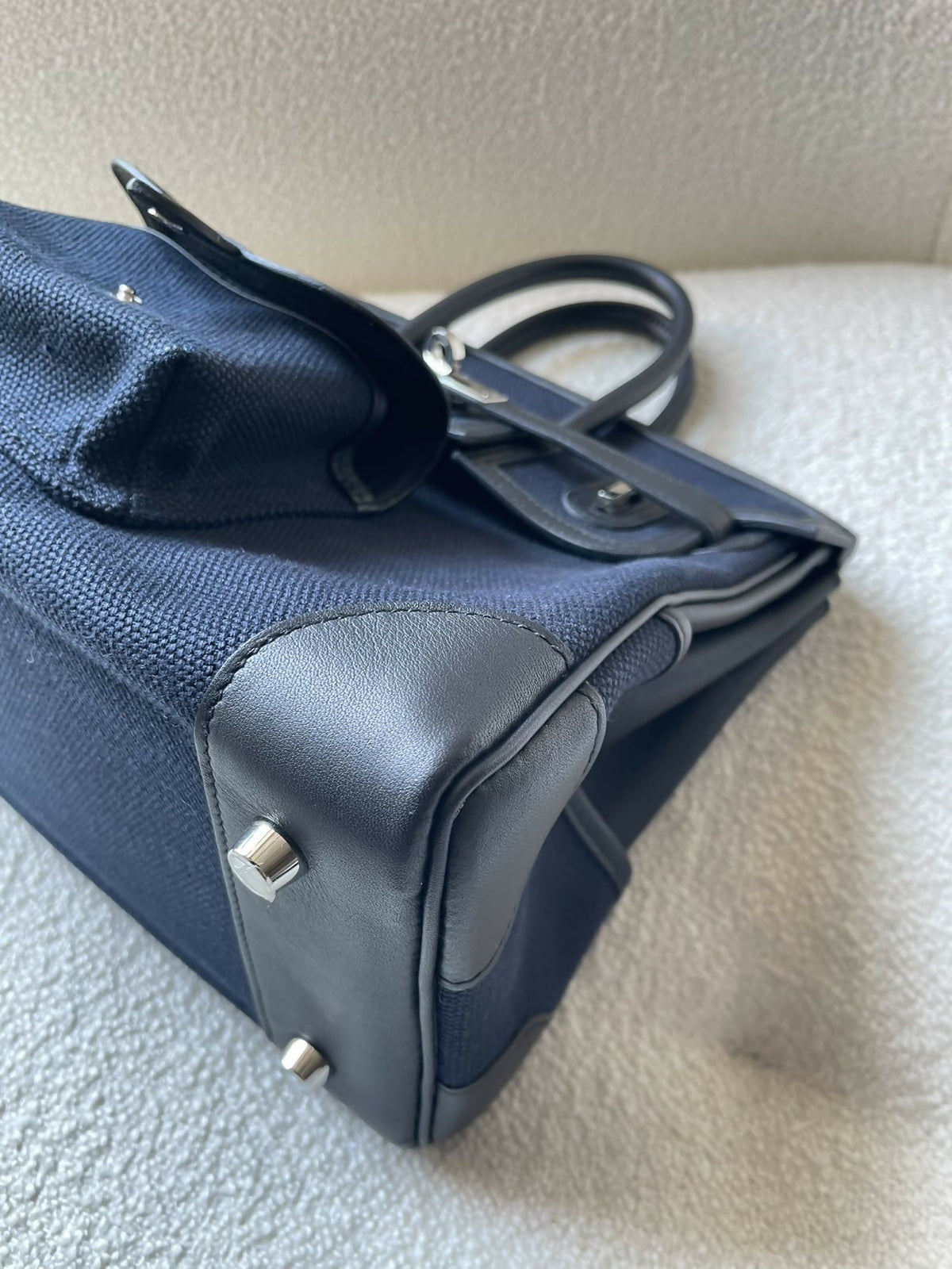 Hermès Birkin 25 Cargo Bleu Nuit / Deep Sea Blue Canvas & Swift Leather with Palladium Hardware