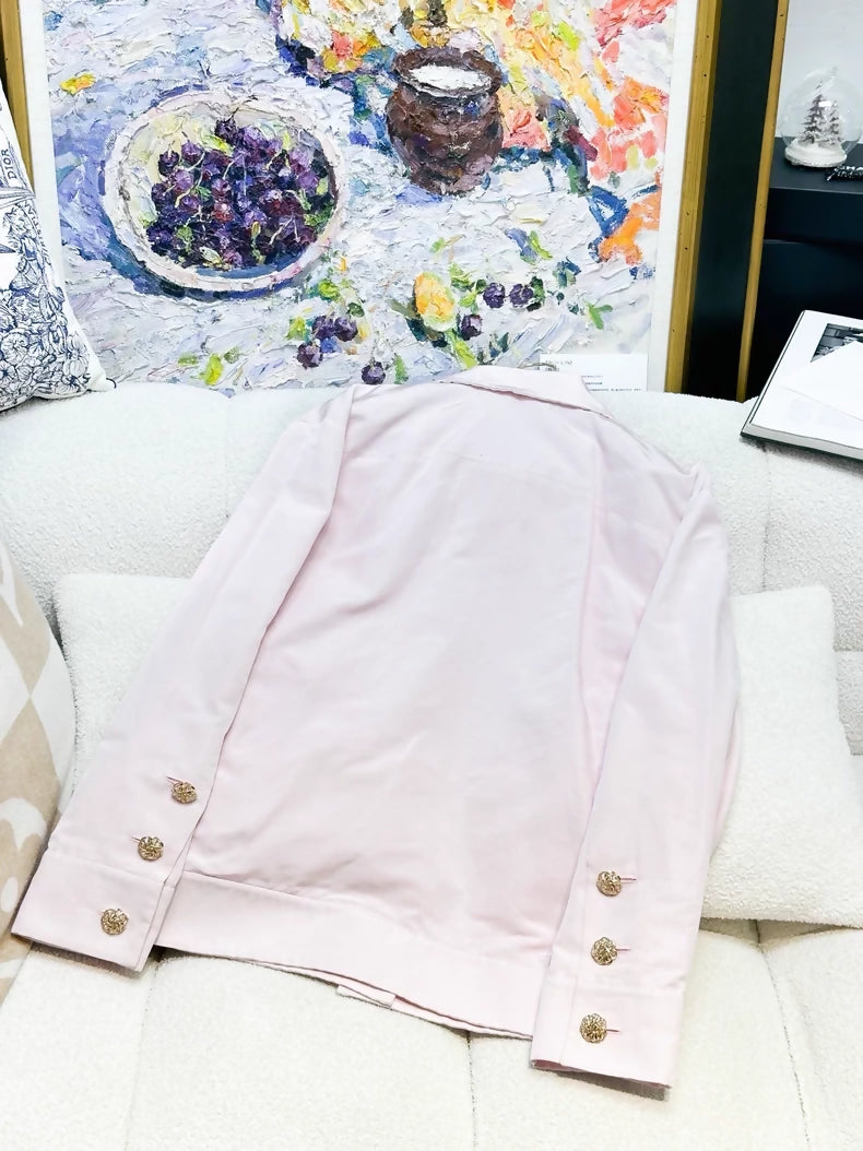 Chanel 20A pink four-pocket gold-button jacket