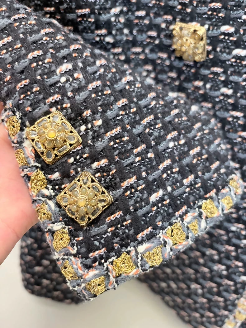 Chanel Byzantine Collection 11A Grey Tweed Coat