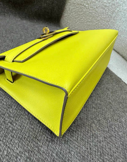 Hermès Kelly Pochette Lime Swift Gold Hardware