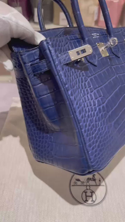 Hermès Birkin 25 Blue Sapphire Matte Alligator Palladium Hardware