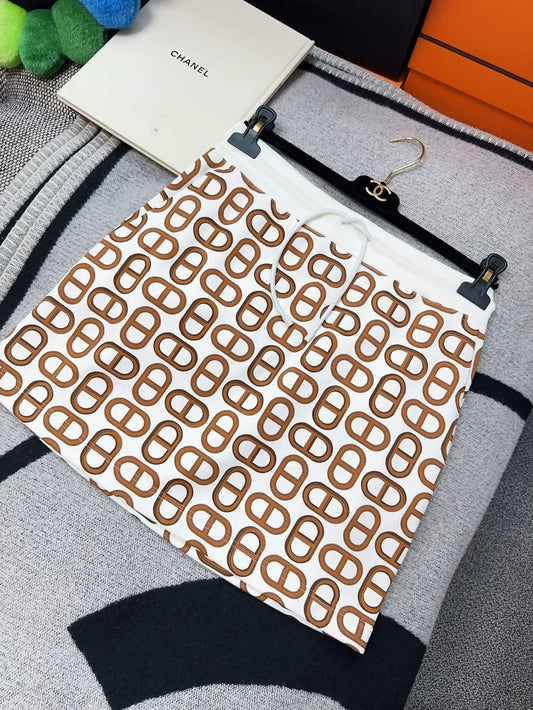 Hermès Brown & White skirt
