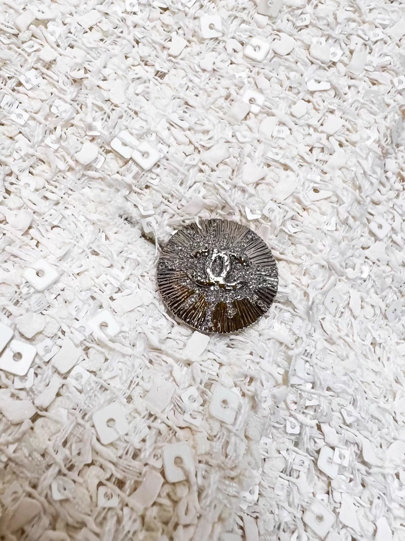 Chanel 24s white sequined tweed jacket