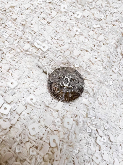 Chanel 24s white sequined tweed jacket