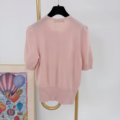 Dolce & Gabbana Letter Sequin Pink Knit Sweater
