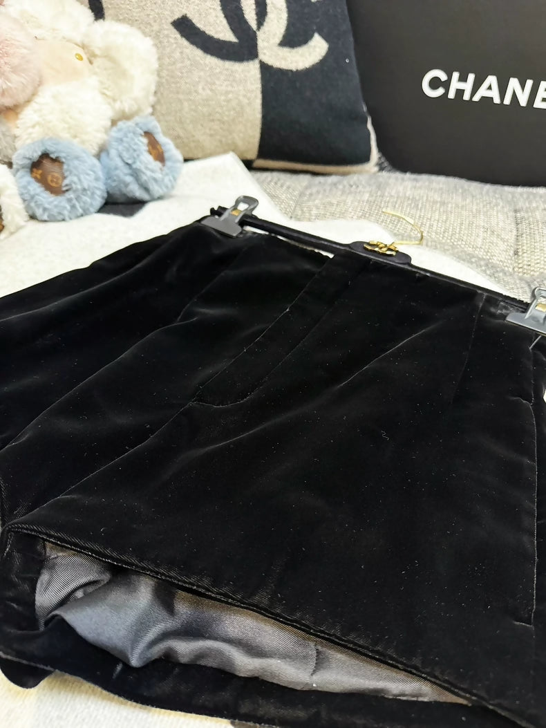 Saint Laurent (YSL) black velvet shorts