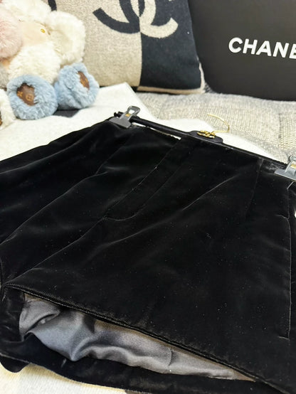 Saint Laurent (YSL) black velvet shorts