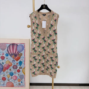Chanel Gold Thread Cashmere Knit Dress