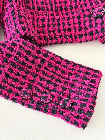 Chanel 16K Fuchsia Houndstooth Jacket