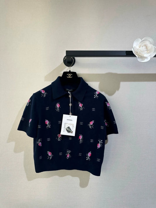 Chanel 22K floral print knit top