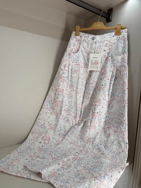 Chanel 25C fish graffiti jeans