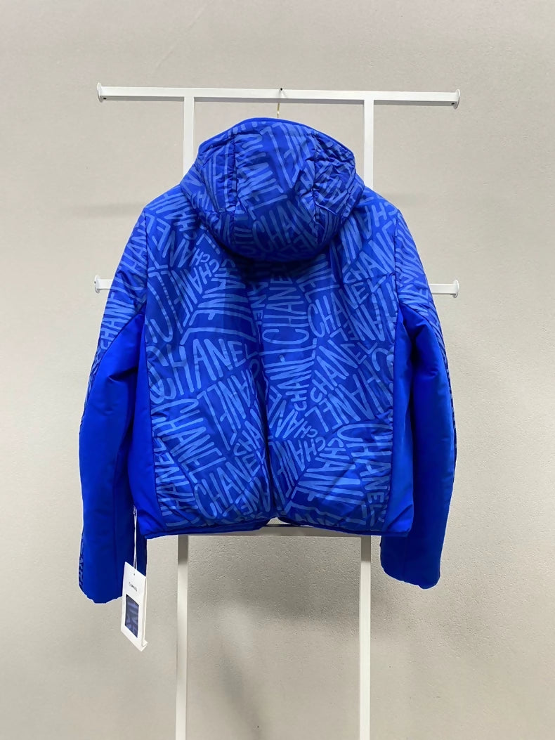 Chanel 21N Ski Series Royal Blue Letter Print Hooded Jacket