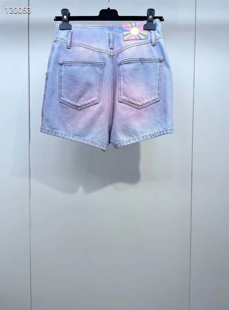 Chanel 24C gradient pink denim shorts