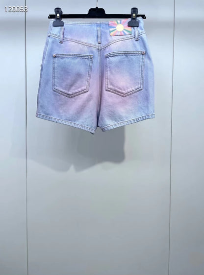 Chanel 24C gradient pink denim shorts