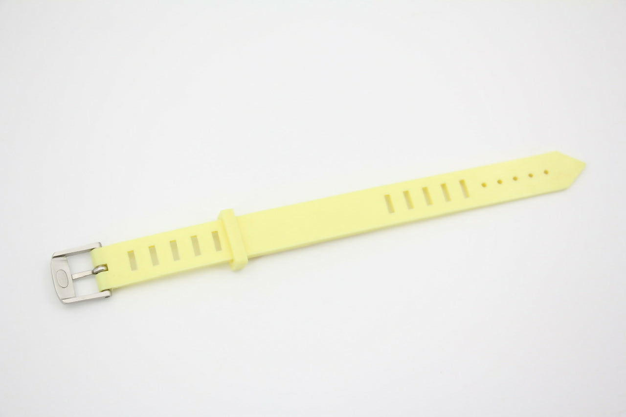 Chanel Vintage 99P Rubber Yellow with Orange Lettering Bracelet