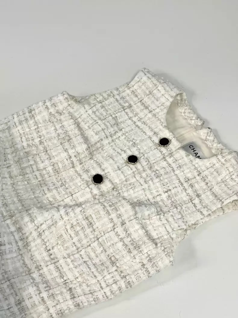 Chanel 21A ecru tweed dress