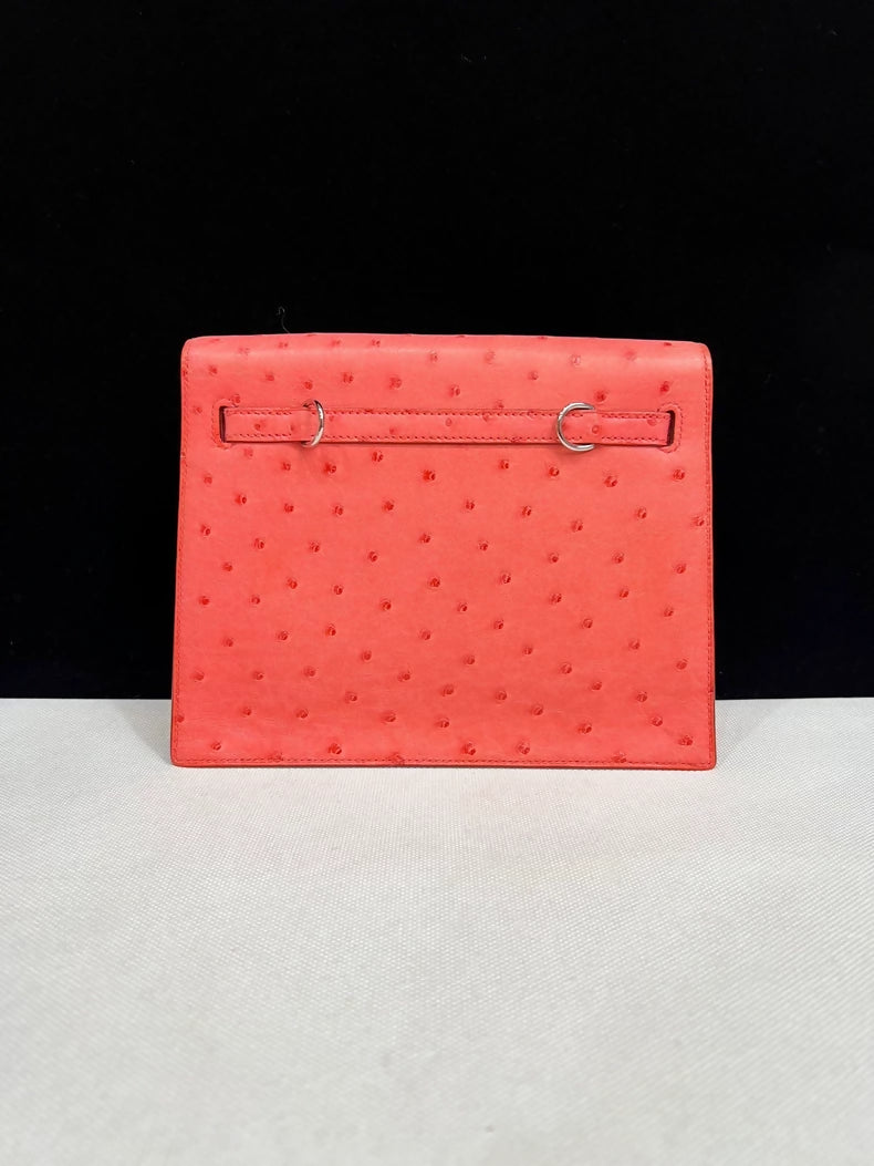 Hermes Kelly Danse Texas pink ostrich leather palladium hardware