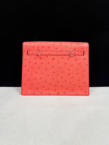 Hermes Kelly Danse Texas pink ostrich leather palladium hardware