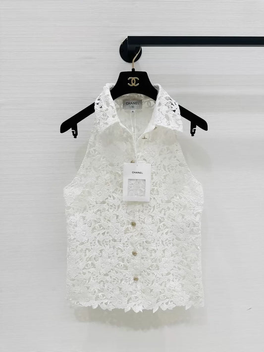 Chanel 26c white lace top