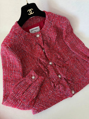 Chanel 19P Red Tweed Jacket