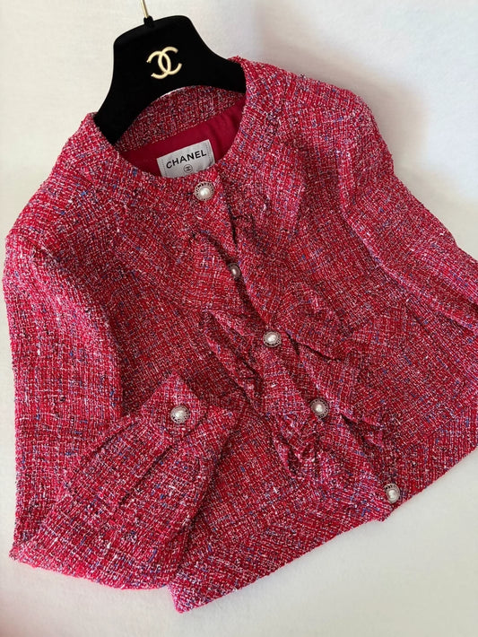 Chanel 19P Red Tweed Jacket