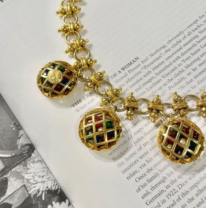 Vintage Chanel glass necklace birdcage style