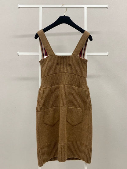 Chanel brown knit strap dress