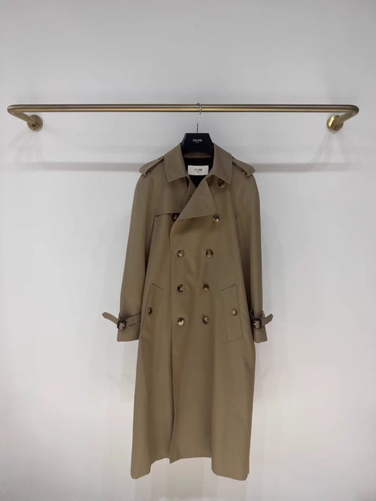 Celine khaki long trench coat,