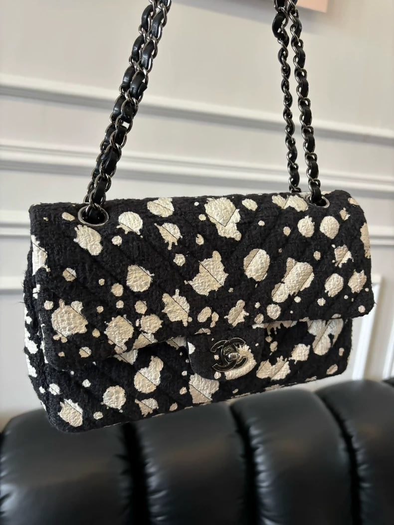 Chanel black and white medium flap CF