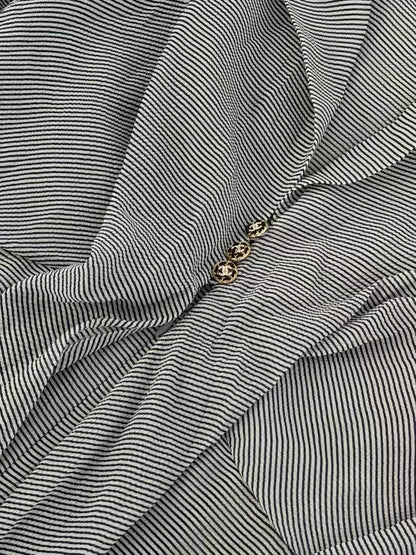 Chanel 22S Blue and White Striped Silk Dress