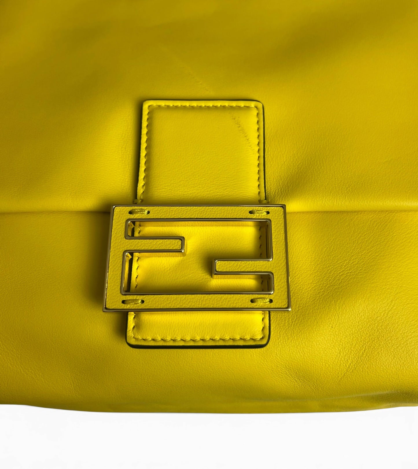 FENDI 2026 Medium Mamma Baguette Yellow Nappa Leather Bag