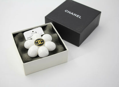 Chanel 96P Resin White Six-Petal Flower Brooch