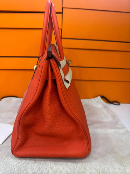Hermes Birkin 35 Red Togo leather Palladium harwdare
