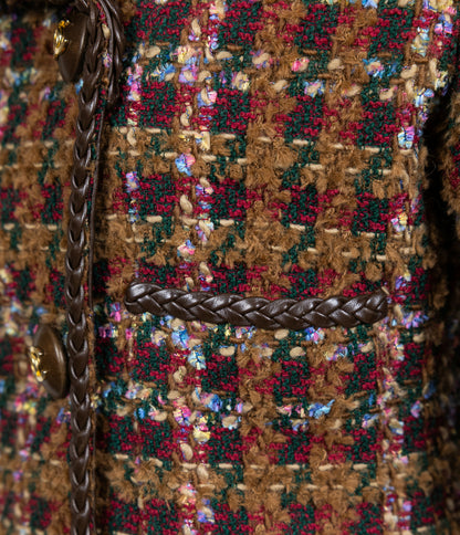 Chanel 1992 Spring/Summer Vintage Brown Tweed and Leather Jacket