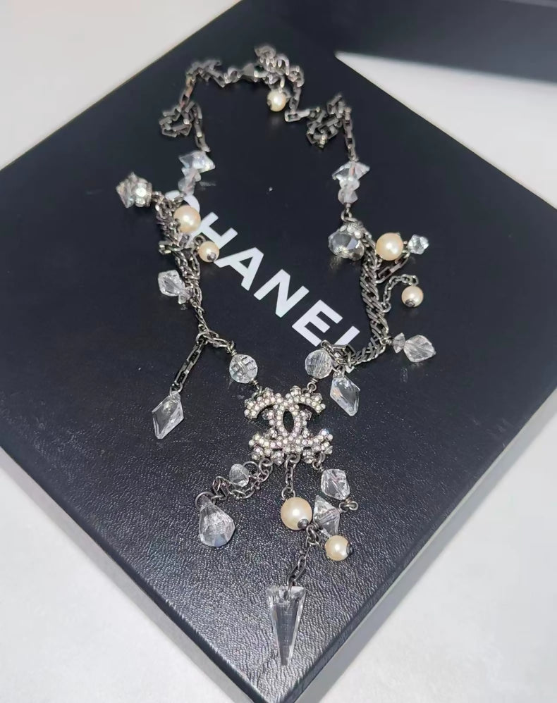 Chanel 2018 Crystal Tassel Necklace